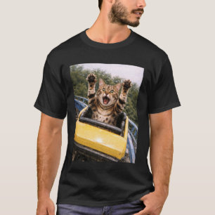 Funny Cat Roller Coaster Silly Meme Graphic Bengal T-Shirt