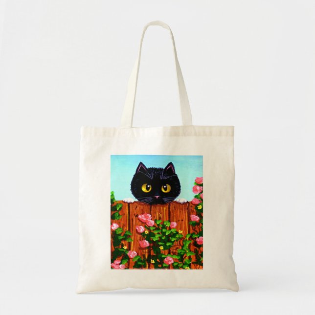 Funny Cat  Roses Tote Bag (Front)