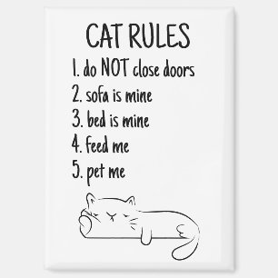 Funny Cat Rules Cat Owner Humor Magnet