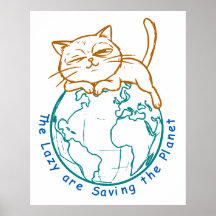 Funny Cat Saving the Planet Lazy Environmentalist 