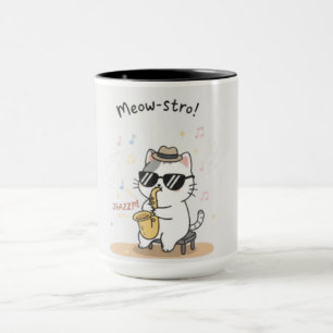 Funny Cat Saxophone Player Jazz Mug