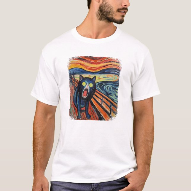  funny CAT Scream by Edvard Expressionism T-Shirt (Front)