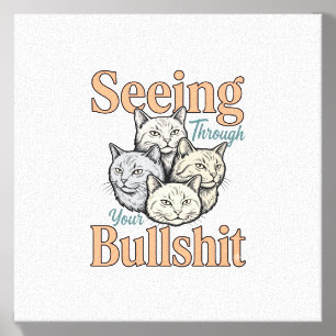 Funny Cat Seeing Through Your Vintage Des Canvas Photo Tile