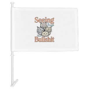 Funny Cat Seeing Through Your Vintage Des Car Flag