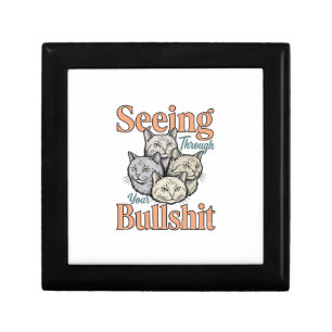 Funny Cat Seeing Through Your Vintage Des Gift Box