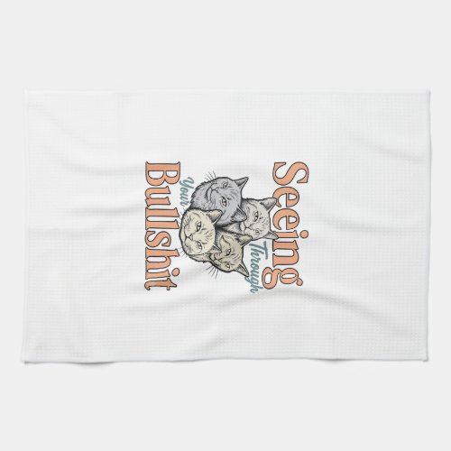 Funny Cat Seeing Through Your Vintage Des Kitchen Towel