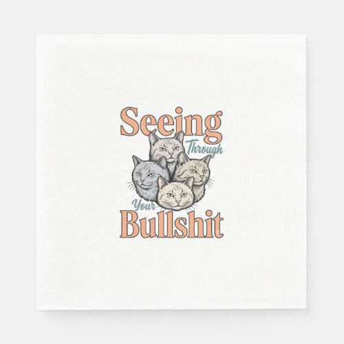 Funny Cat Seeing Through Your Vintage Des Napkins