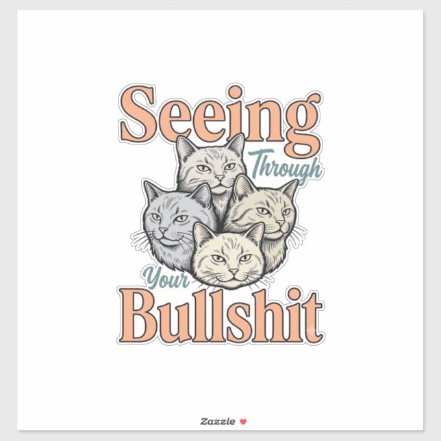 Funny Cat Seeing Through Your Vintage Des Sticker (Sheet)