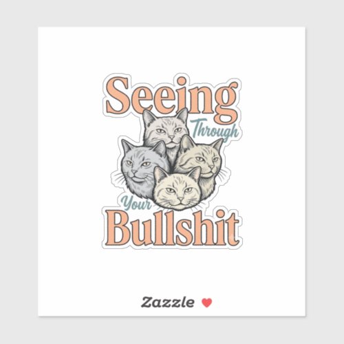 Funny Cat Seeing Through Your Vintage Des Sticker