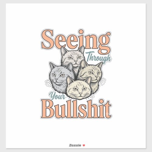 Funny Cat Seeing Through Your Vintage Des Sticker