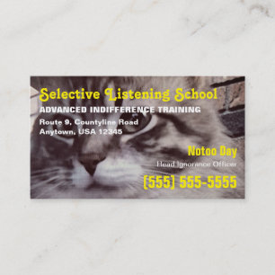 Funny Cat Selective Listening School Business Card