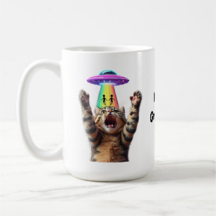 Funny Cat Selfie Alien UFO Hilarious Customizable Coffee Mug