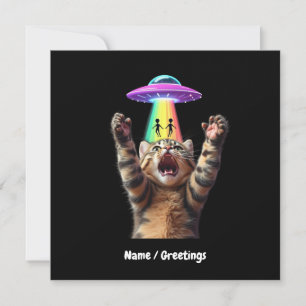Funny Cat Selfie Alien UFO Hilarious Customizable Invitation