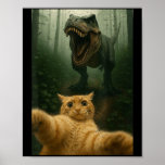 Funny Cat Selfie Dinosaur Meme Animals Lover Graph Poster