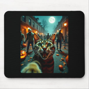 Funny Cat Selfie Halloween Zombies Humor  Mouse Pad