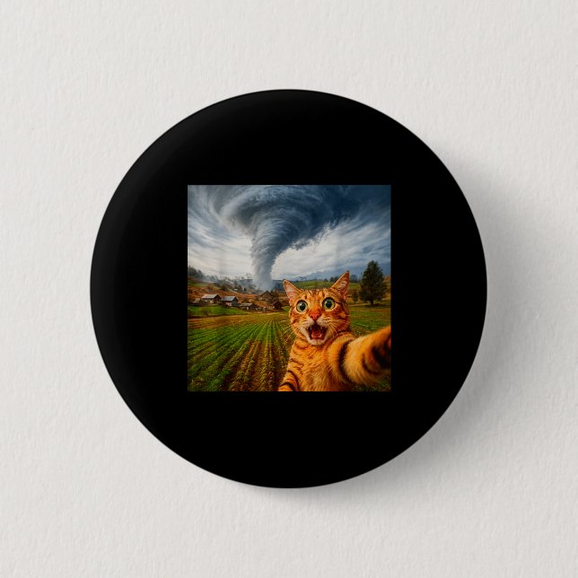 Funny Cat Selfie Meme Tornado  Button (Front)