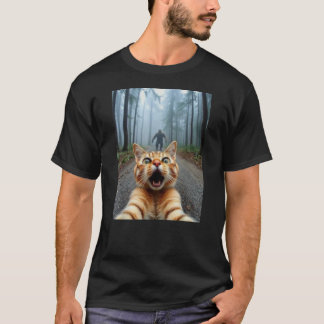 Funny Cat Selfie & Sasquatch Graphic V2 T-Shirt