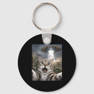 Funny cat selfie ufo alien animal meme for men keychain