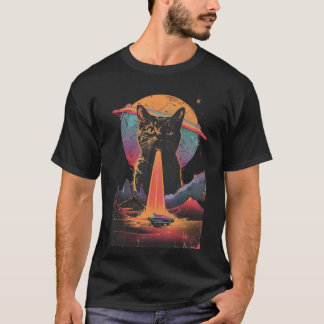 Funny Cat Selfie With Alien Vintage Ufo Cat Lovers T-Shirt