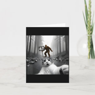 Funny Cat Selfie With Bigfoot 67 Six Seven Meme Me Card