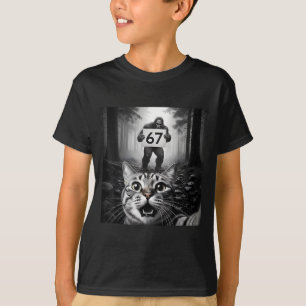 Funny Cat Selfie With Bigfoot 67 Six Seven Meme Me T-Shirt