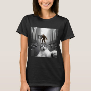 Funny Cat Selfie With Bigfoot 67 Six Seven Meme Me T-Shirt
