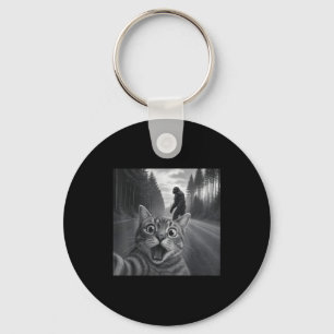 Funny Cat Selfie With Bigfoot Cat Lovers For Men W Keychain