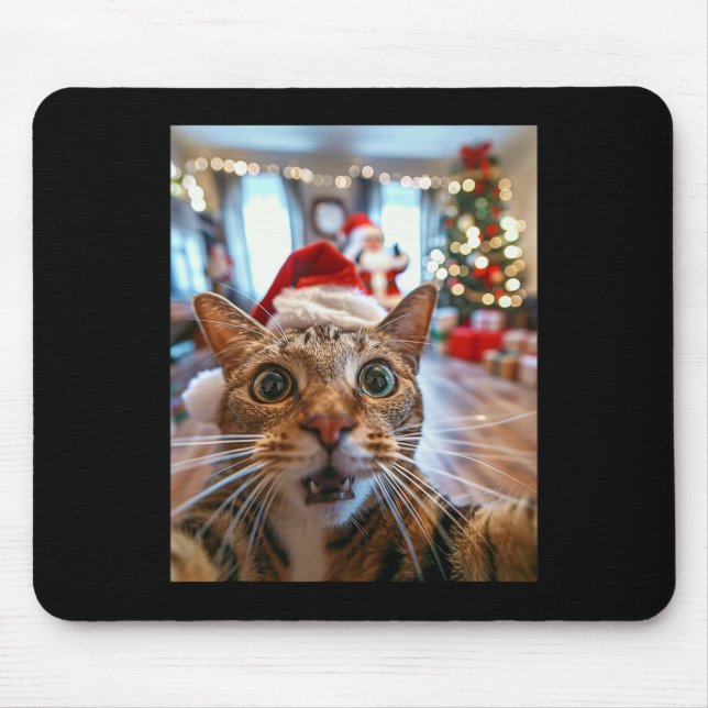 Funny Cat Selfie With Santa Christmas 13  Mouse Pad (Front)