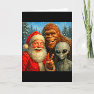 Funny Cat Selfie With Santa Claus & Bigfoot Me Card