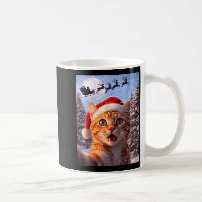 Funny Cat Selfie With Santa Claus Christmas Men Wo Coffee Mug (Right)