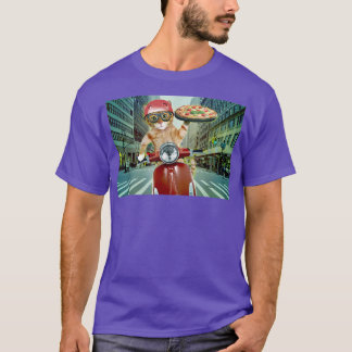 Funny Cat Shipping Pizza Animal Lover Gift For Men T-Shirt