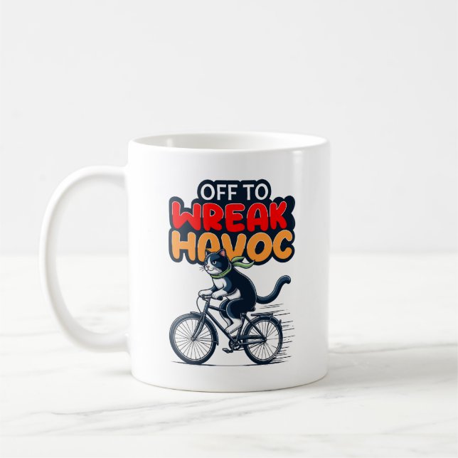 Funny Cat Shirt | Off To Wreck Havoc Coffee Mug (Left)