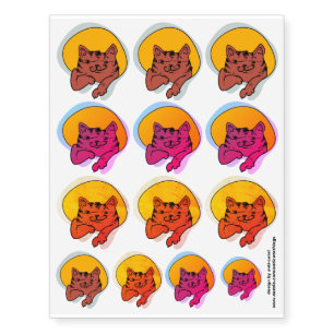 funny cat showing something to us, cartoon temporary tattoos