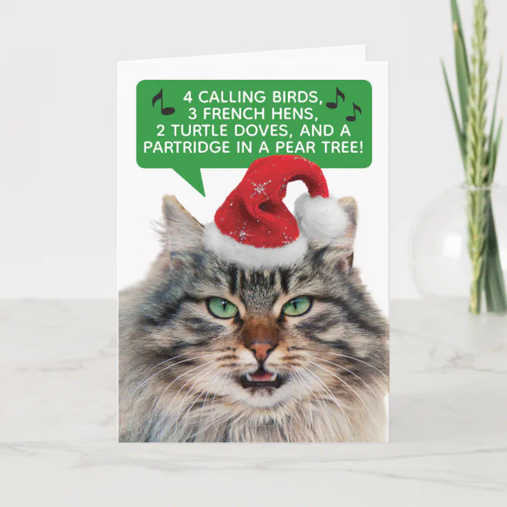 Funny Cat Singing The 12 Days Of Christmas Holiday Card | Zazzle