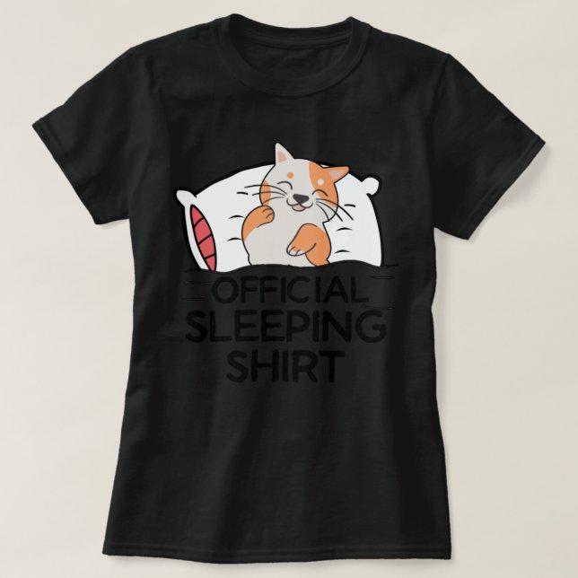 Funny cat Sleeping shirt pajamas,Cute napping Cat (Design Front)
