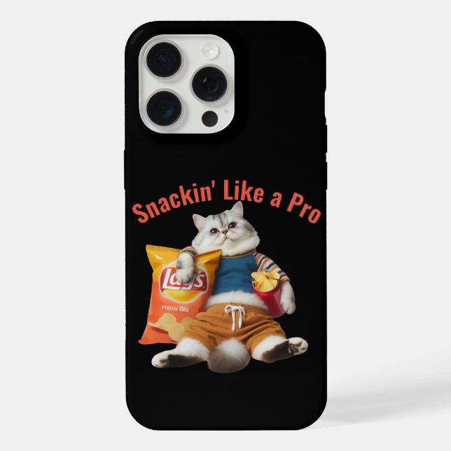 Funny Cat Snackin' Like A Pro Iphone Case (Back)