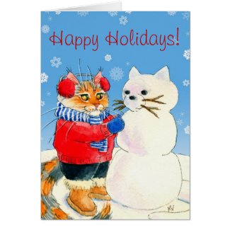 Funny cat snowman Christmas winter card