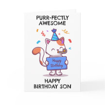 funny cat son birthday cards