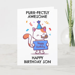 funny cat son birthday cards