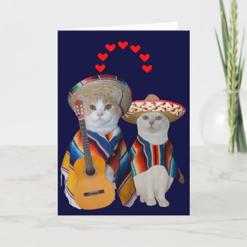 Funny Cat Spanish Valentine for Husband Holiday Card
