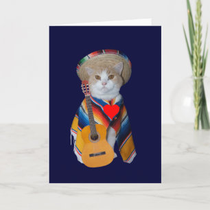 Funny Cat Spanish Valentine Holiday Card