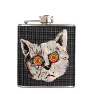 funny cat spiral eyes flask