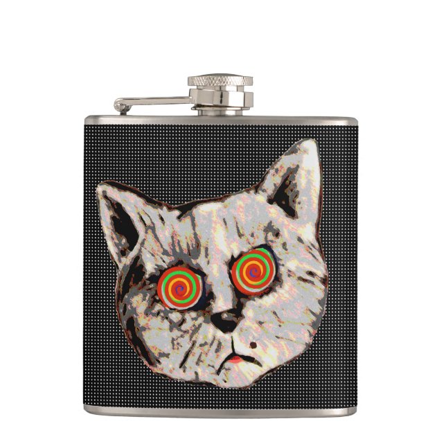 funny cat spiral eyes flask (Front)