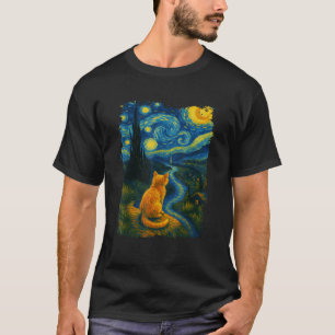 Funny Cat Starry Night Van Gogh Cat for Cat Lover T-Shirt