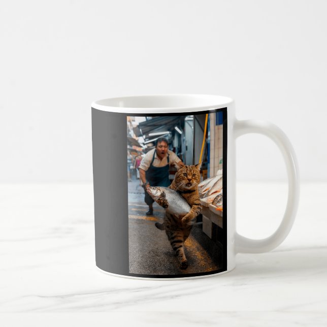 Funny Cat Stealing Fi-shirt  Coffee Mug (Right)