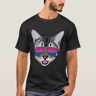 Funny Cat Sunglasses Bisexual Bi Pride Flag Gift P T-Shirt