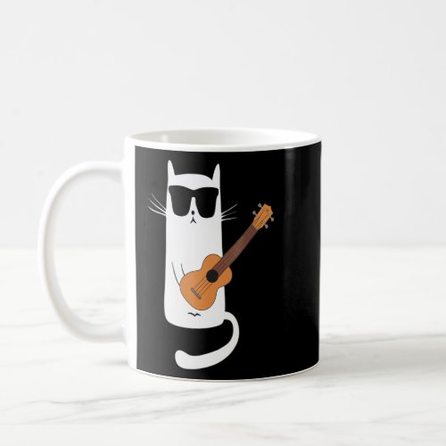 Funny Cat Sunglasses Playing Ukulele Cat And Ukule Coffee Mug