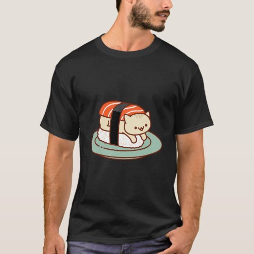 Funny Cat Sushi Cats Sake Salmon T_Shirt