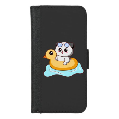 Funny cat swimming on water iPhone 87 wallet case