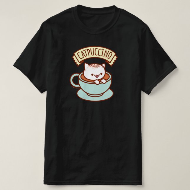 Funny Cat T-Shirt - "CATPUCCINO" (Design Front)
